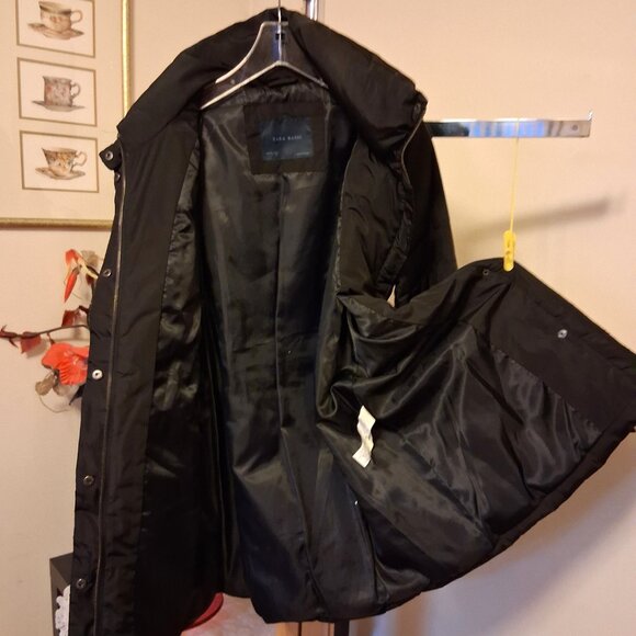 Preowned Zara Basic Black Warm Puffer Coat with Belt Windproof Outerwear - Picture 14 of 14